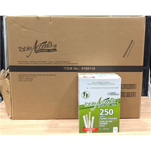 TableAccents 9189110 8" Paper Straws - Lot of 4500