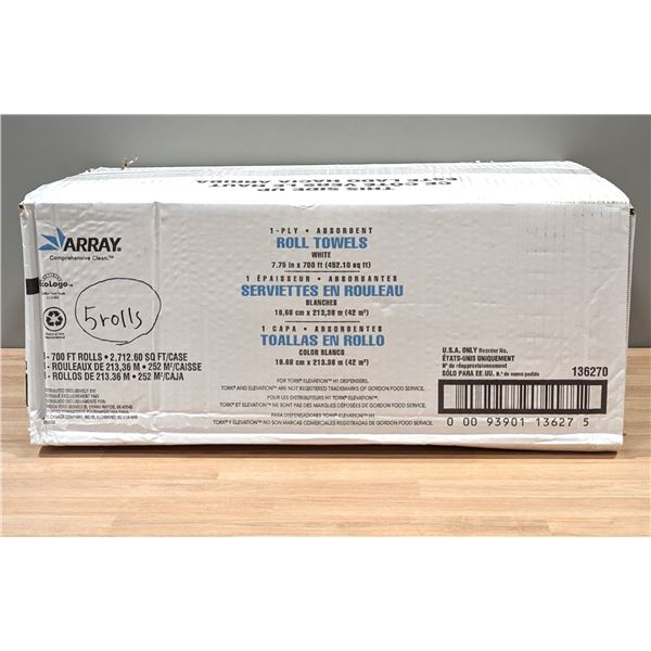 Array 136270 Roll Towels White , 700ft /rolls - Lot of 5