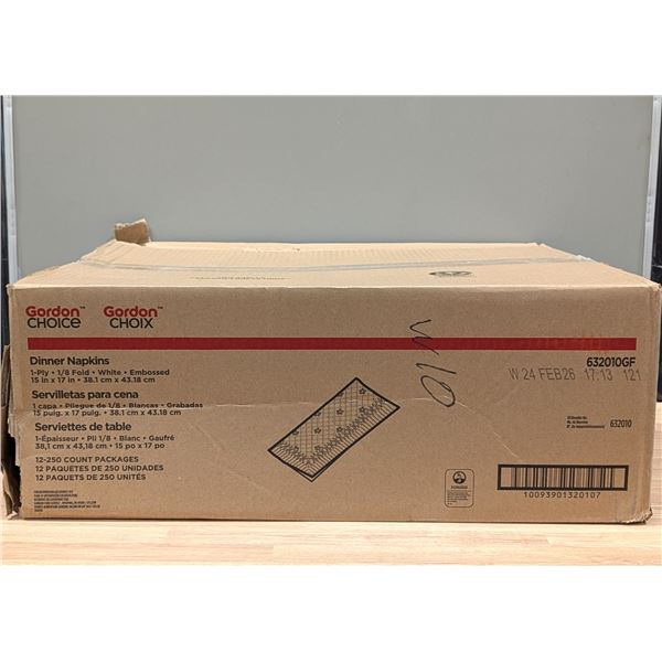 Cordon Choice 632010GF Dispenser Napkins White, 250cnt - Lot of 12 (1 Case )