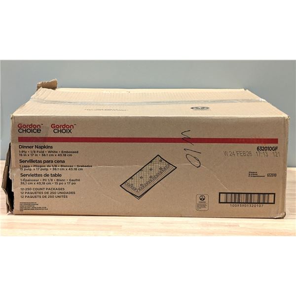 Cordon Choice 632010GF Dispenser Napkins White, 250cnt - Lot of 12 (1 Case )