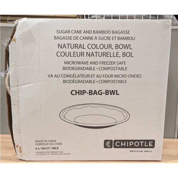 Natural Colour Sugar Cane & Bamboo Bagasse Bowls - Lot of 600 (1 Case)