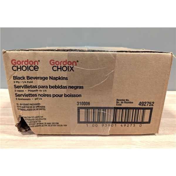 Gordon Choice 492752 Black Beverage Napkins, 50cnt - Lot of 12 (1 Case )
