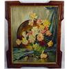 Image 1 : Vintage Painting On Board - Framed - Flowers - Uns