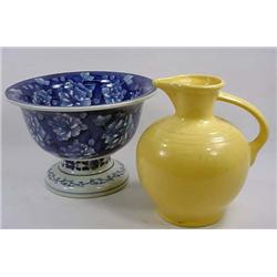 Yellow Fiesta Pitcher And Large Fruit Bowl - Pitch