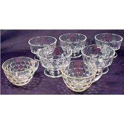 Lot Of 7 Vintage Patterened Glass Cups And Bowls