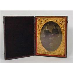 Antique Tintype Photo Of Man And Son In Case - Lar