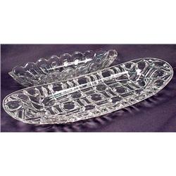 Lot Of 2 Vintage Patterened Glass Trays - Larger O