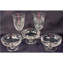 Lot Of 5 Vintage Cut Glass Stemware