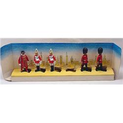 5 Vintage British Lead Soldiers In Orig. Box Displ