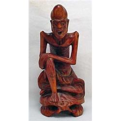 Antique Carved Rosewood Chinese Wise Man Figurine 