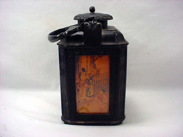 Antique Cast Iron Chinese Tea Pot W 3 Panel Desig Antique Cast Iron Chinese Tea Pot W 3 Panel Desig
