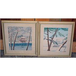 Lot Of 2 Framed Japanese Prints - Some Water Damag