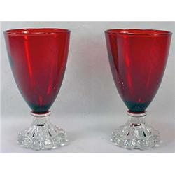 Lot Of 2 Vintage Ruby Glass Cordials - Cadlewick S