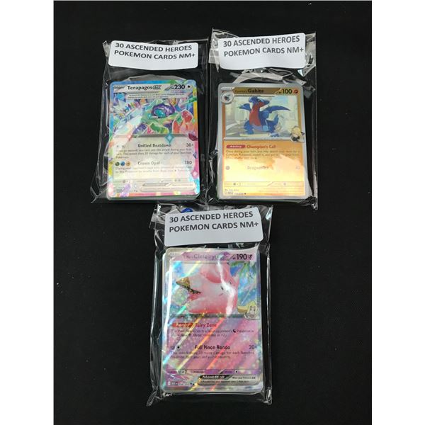 LOT OF 3 PACKS OF 30 POKEMON TCG ASCENDED HEROES TRADING CARDS
