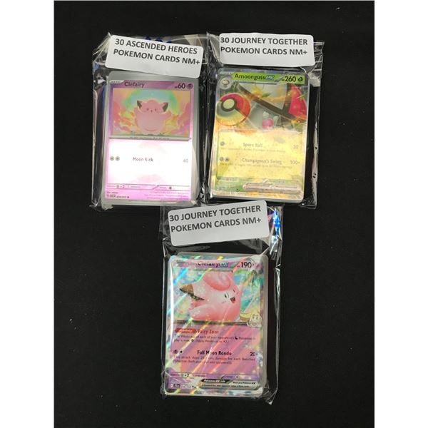 LOT OF 3 PACKS OF 30 POKEMON TCG TRADING CARDS