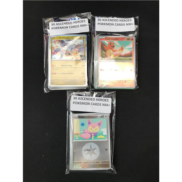 LOT OF 3 PACKS OF 30 POKEMON TCG ASCENDED HEROES TRADING CARDS