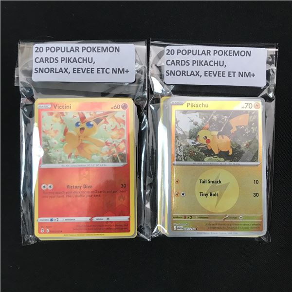 LOT OF 40 POPULAR POKEMON TCG CHARACTERS - PKIACHU, SNORLAX, EEVEE ETC