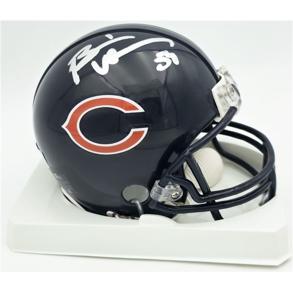 BRIAN URLACHER AND DAN HAMPTON SIGNED CHICAGO BEARS MINI HELMET (BECKETT COA)