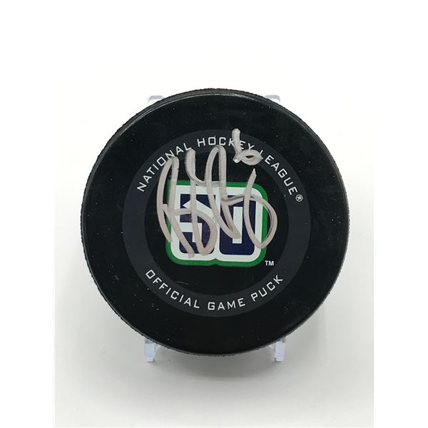 BROCK BOESER SIGNED VANCOUVER CANUCKS PUCK (FANATICS COA)