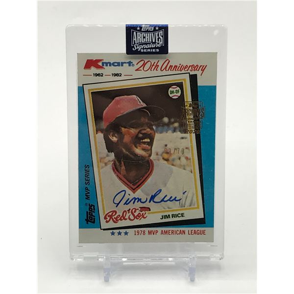 TOPPS ARCHIVE SIGNATURE SERIES JIM RICE SIGNED TRADING CARD 69/70