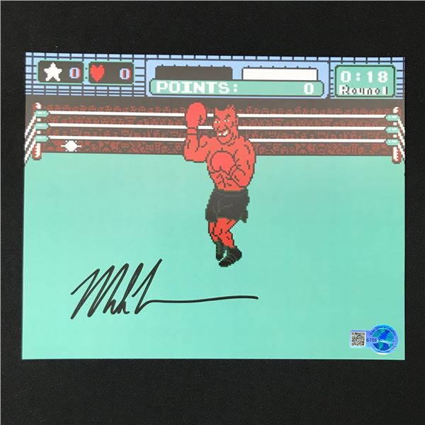 MIKE TYSON SIGNED PUNCH OUT 8 X 10 (WWOC COA)
