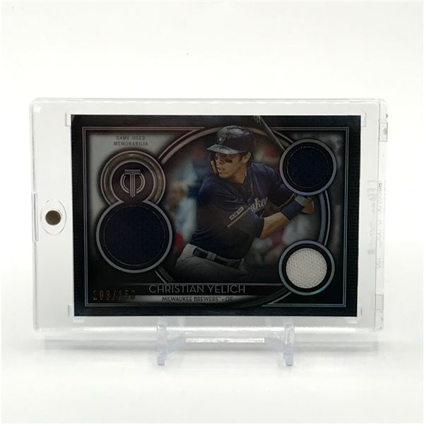2020 TOPPS TRIBUTE TRIPLE PATCH CARD CHRISTIAN YELICH 103/150