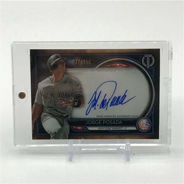 2020 TOPPS TRIBUTE BASEBALL JORGE POSADA SIGNED TRADING CARD 037/150