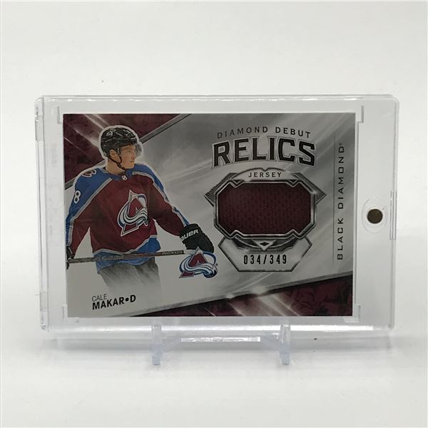 2019-20 UPPER DECK BLACK DIAMOND HOCKEY CALE MAKAR DEBUT RELICS PATCH TRADING CARD - 034/349