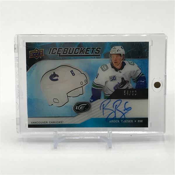 2019-20 UPPER DECK ICE HOCKEY BROCK BOESER SIGNED MINI HELMET TRADING CARD 54/99