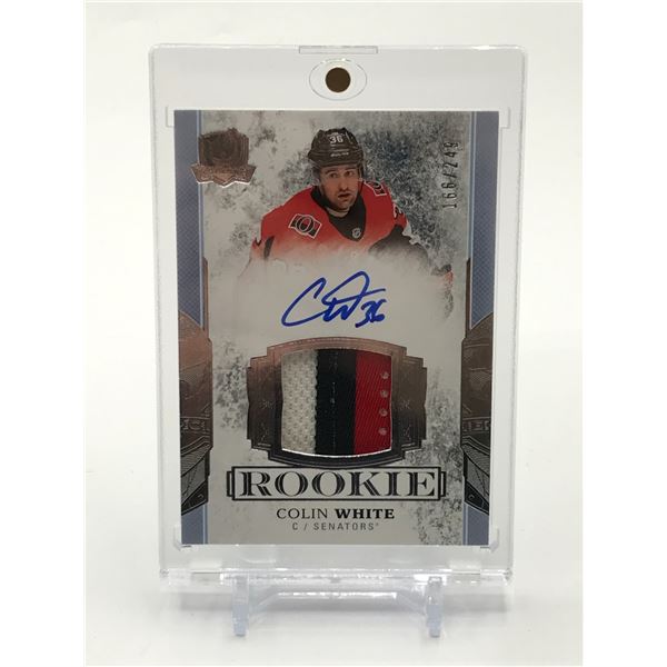 2017-18 UPPER DECK THE CUP HOCKEY COLIN WHITE SIGNED PATCH ROOKIE TRADING CARD 166/249
