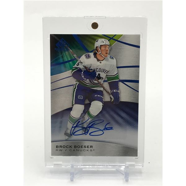 2019-20 UPPER DECK SP GAME USED HOCKEY BROCK BOESER SIGNED TRADING CARD