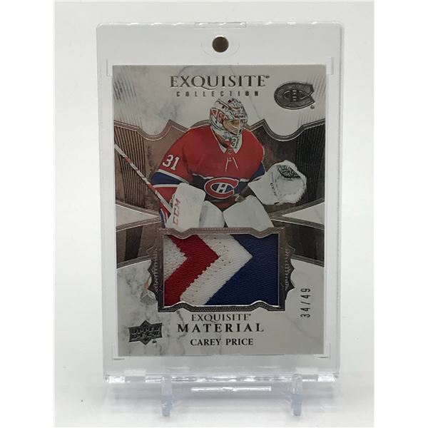 2019-20 UPPER DECK EXQUISITE COLLECTION HOCKEY CAREY PRICE PATCH TRADING CARD 34/49