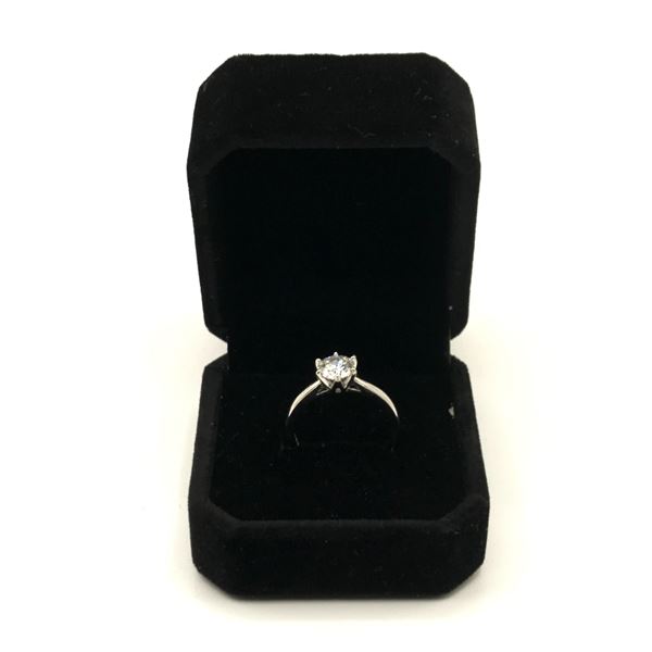 1 CARAT MOISSANITE ROUND BRILLIANT STERLING SILVER RING - GRA REPORT