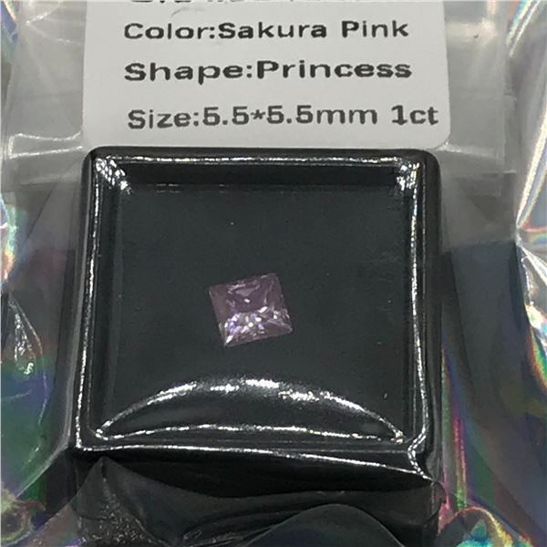 1 CARAT MOISSANITE PRINCESS SAKURA PINK - GRA REPORT