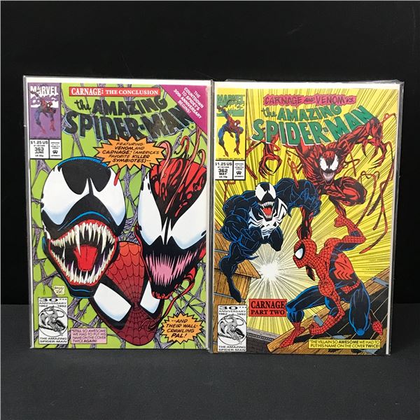 LOT OF 2 AMAZING SPIDERMAN COMICS #362- #363 - MARVEL COMICS