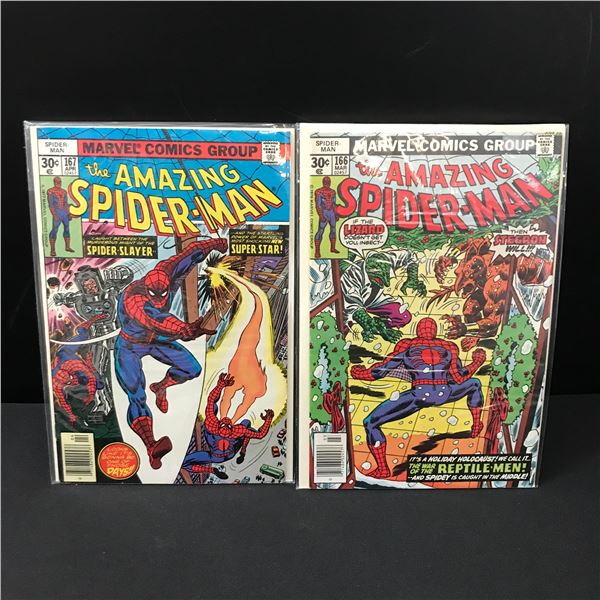 LOT OF 2 AMAZING SPIDERMAN COMICS #166-167 - MARVEL COMICS