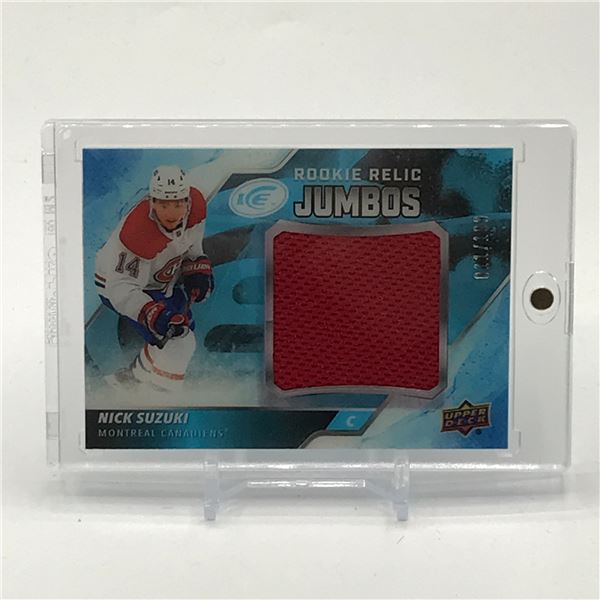 2019-20 UPPER DECK ICE HOCKEY NICK SUZUKI ROOKIE RELIC JUMBOS PATCH TRADING CARD 011/199