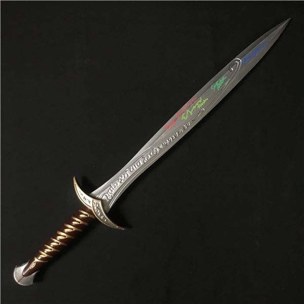 QUAD SIGNED LORD OF THE RINGS SWORD - ASTIN, WOOD, BOYD AND MONAGHAN - WWOC COA