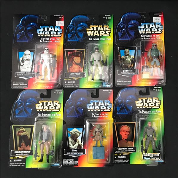 LOT OF 6 STAR WARS THE POWER OF THE FORCE ACTION FIGURES IN ORIGINAL PACKAGING