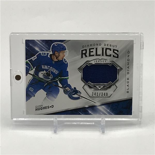 2019-20 UPPER DECK BLACK DIAMOND HOCKEY QUINN HUGHES RELIC JERSEY PATCH 341/349