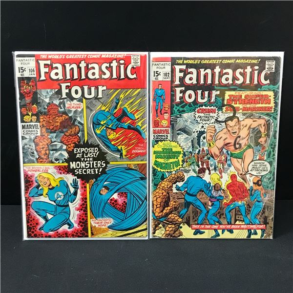 LOT OF 2 FANTASTIC FOUR COMICS #102 & #106 - MARVEL COMICS