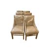 Image 1 : Set of 6 Sloping Wingback Upholstered Dining Chairs with Nailhead Trim & Wood Legs