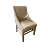 Image 2 : Set of 6 Sloping Wingback Upholstered Dining Chairs with Nailhead Trim & Wood Legs
