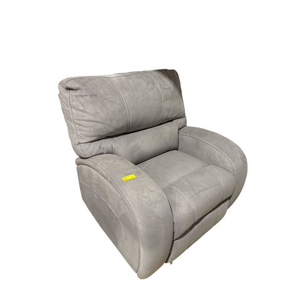 New - Gray upholstered power recliner chair
