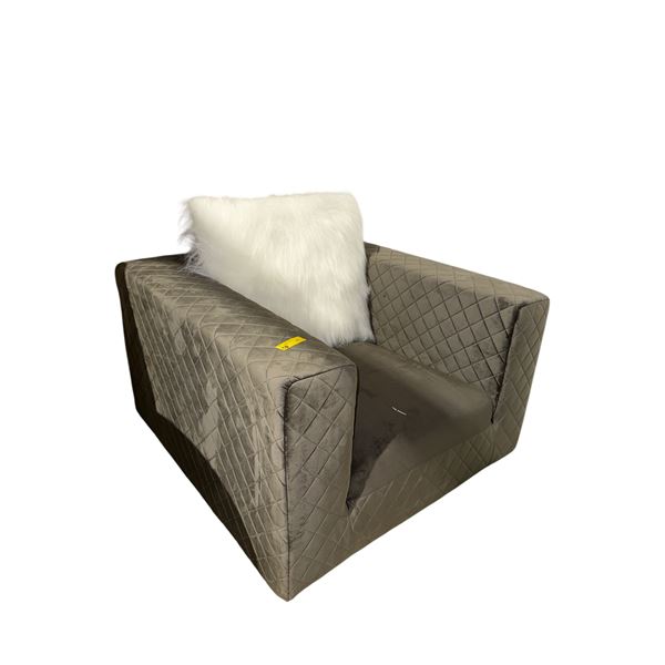 New - Contemporary Gray Diamond-Tufted Armchair (legs need to be assembled)