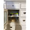 Image 2 : New - Elegant White 8-Drawer Dresser | Dual Glass Doors & Polished Hardware - approx. 66in x 20in x 