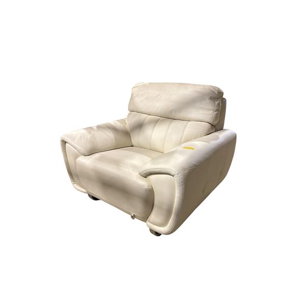 Mazarian Designer Off-White Leather Lounge Chair - Modern Luxury Style