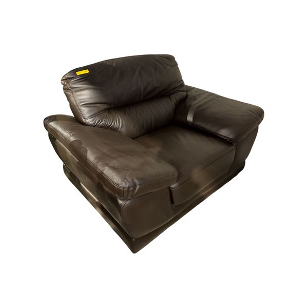 Rich Espresso Leather Lounge Chair - Plush Pillow-Top Arms