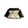 Image 2 : Elegant Two-Tone Leather Loveseat | Adjustable Headrests Chrome Legs