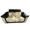 Image 3 : Elegant Two-Tone Leather Loveseat | Adjustable Headrests Chrome Legs